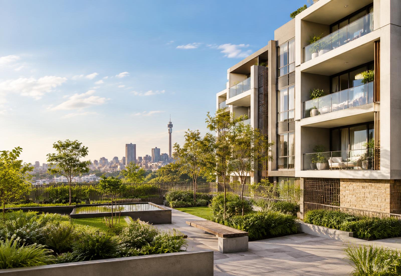 Contemporary residential building overlooking Johannesburg